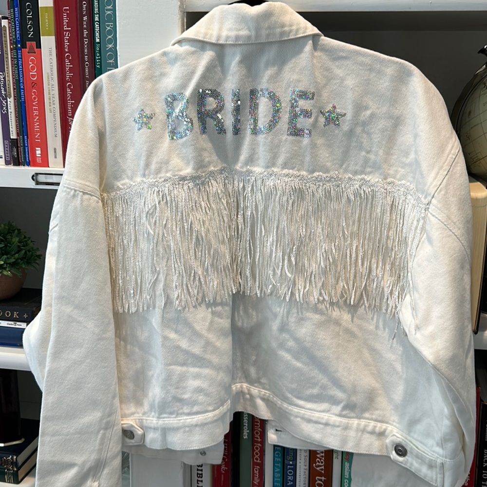 Altar’d State - Bride - jean jacket - size large - white